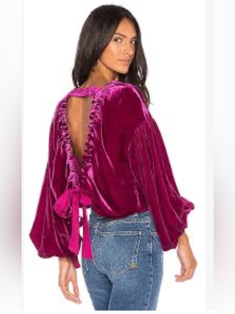 Free People Gimme Some Lovin Velvet Top M Pink Holiday Party Ethereal Flowy NWT